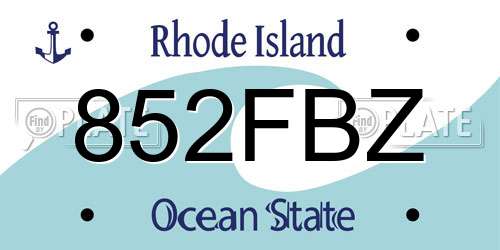 852FBZ Rhode Island License Plate