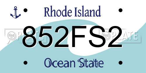 852FS2 Rhode Island License Plate