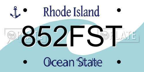 852FST Rhode Island License Plate