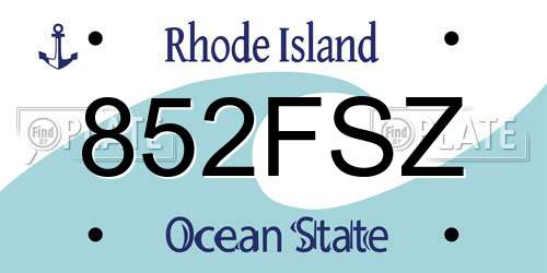852FSZ Rhode Island License Plate