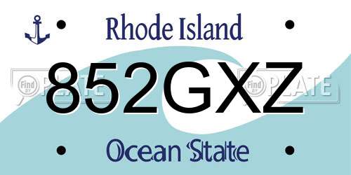 852GXZ Rhode Island License Plate