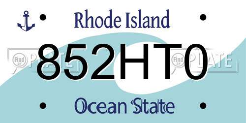 852HT0 Rhode Island License Plate