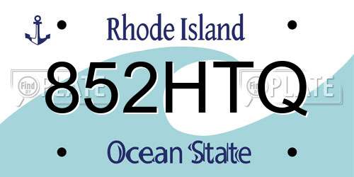 852HTQ Rhode Island License Plate