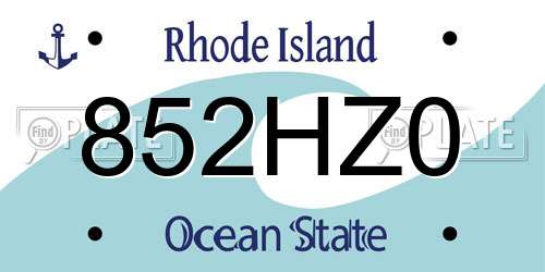 852HZ0 Rhode Island License Plate