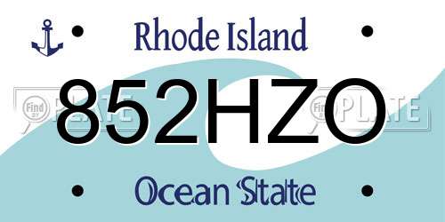 852HZO Rhode Island License Plate
