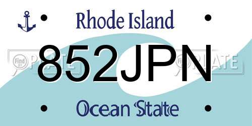 852JPN Rhode Island License Plate