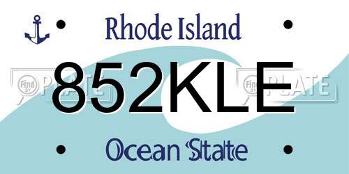 852KLE Rhode Island License Plate