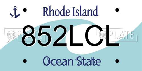 852LCL Rhode Island License Plate