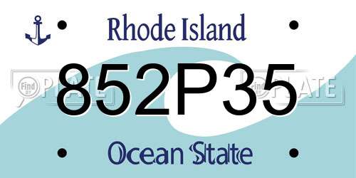 852P35 Rhode Island License Plate
