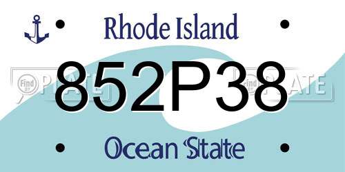 852P38 Rhode Island License Plate
