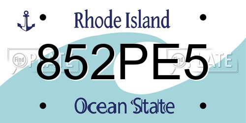852PE5 Rhode Island License Plate