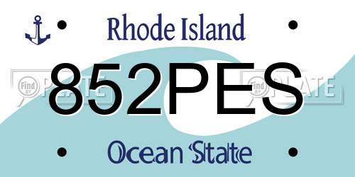 852PES Rhode Island License Plate