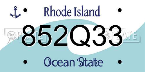 852Q33 Rhode Island License Plate