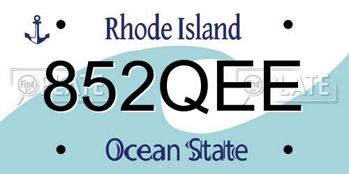 852QEE Rhode Island License Plate
