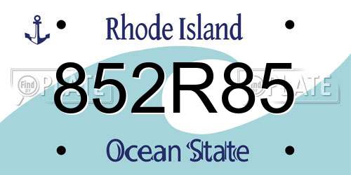 852R85 Rhode Island License Plate