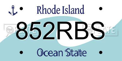 852RBS Rhode Island License Plate