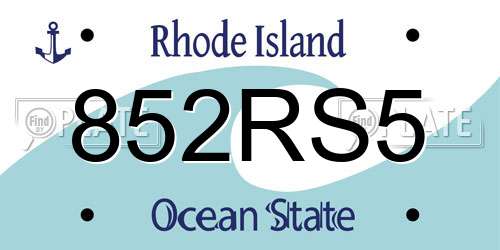 852RS5 Rhode Island License Plate