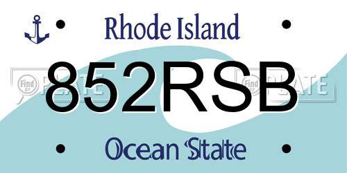 852RSB Rhode Island License Plate