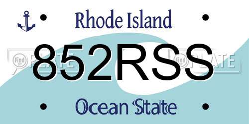 852RSS Rhode Island License Plate