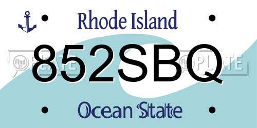 852SBQ Rhode Island License Plate