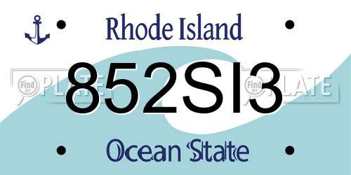 852SI3 Rhode Island License Plate