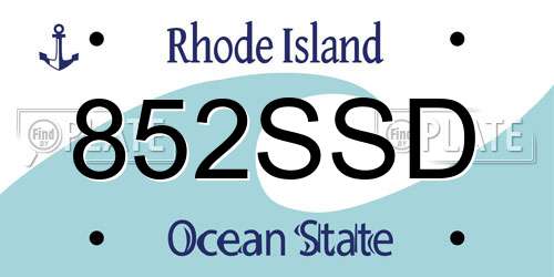 852SSD Rhode Island License Plate