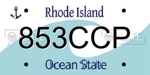 853CCP Rhode Island License Plate