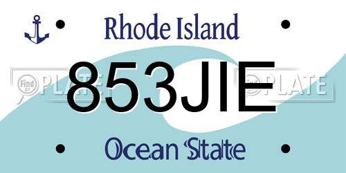 853JIE Rhode Island License Plate
