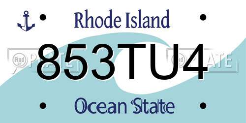 853TU4 Rhode Island License Plate