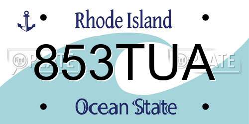 853TUA Rhode Island License Plate
