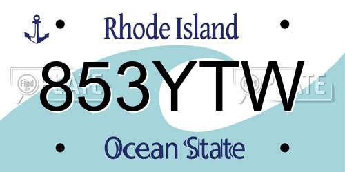 853YTW Rhode Island License Plate