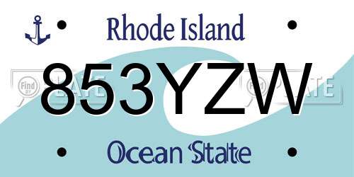 853YZW Rhode Island License Plate