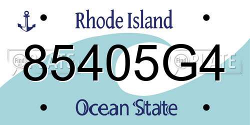 85405G4 Rhode Island License Plate