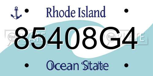 85408G4 Rhode Island License Plate