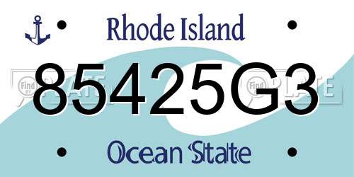 85425G3 Rhode Island License Plate