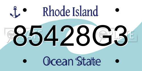 85428G3 Rhode Island License Plate