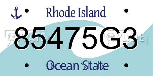 85475G3 Rhode Island License Plate