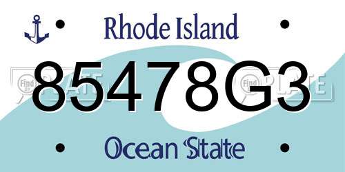 85478G3 Rhode Island License Plate