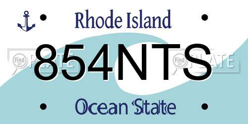 854NTS Rhode Island License Plate