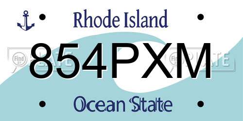 854PXM Rhode Island License Plate