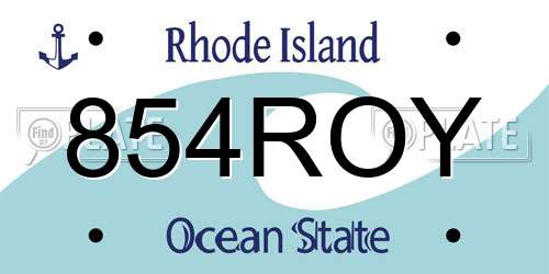 854ROY Rhode Island License Plate