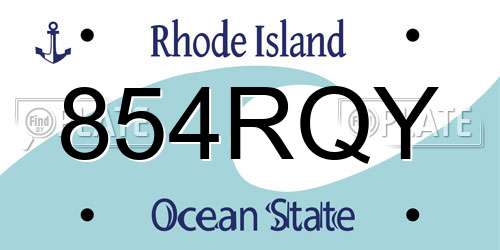 854RQY Rhode Island License Plate
