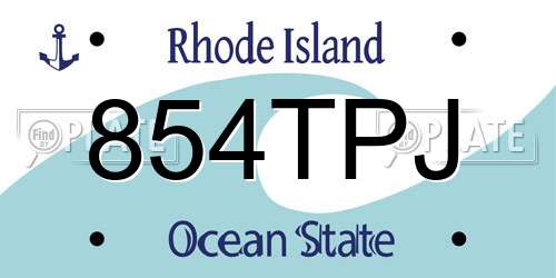 854TPJ Rhode Island License Plate