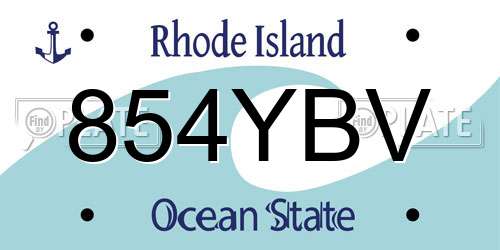 854YBV Rhode Island License Plate