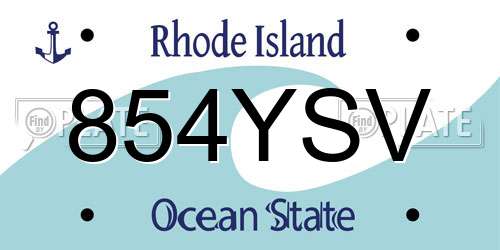 854YSV Rhode Island License Plate