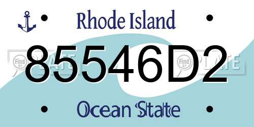 85546D2 Rhode Island License Plate