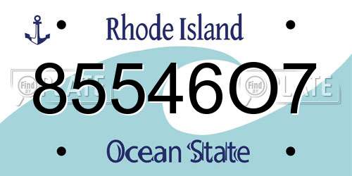 85546O7 Rhode Island License Plate