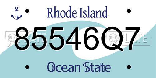 85546Q7 Rhode Island License Plate