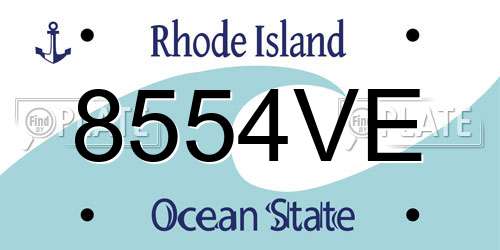 8554VE Rhode Island License Plate