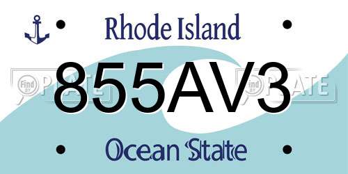 855AV3 Rhode Island License Plate
